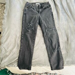 Garage Women's Black Distressed Straight Leg Jeans